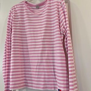 KULE pink/white striped t-shirt. Long sleeve. Worn once.